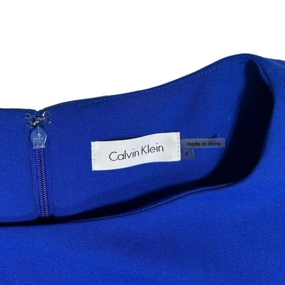 NWT Calvin Klein Cobalt Blue Mini Dress Sleeveless Asymmetrical Dark Blue Dress - Picture 2 of 10